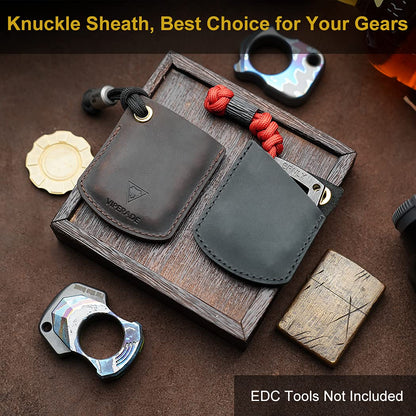 Viperade PJ27 Leather Sheath for EDC Knuckle, Coins, Lighter, Car Key, Carabiner, Mini EDC Gears (Black)