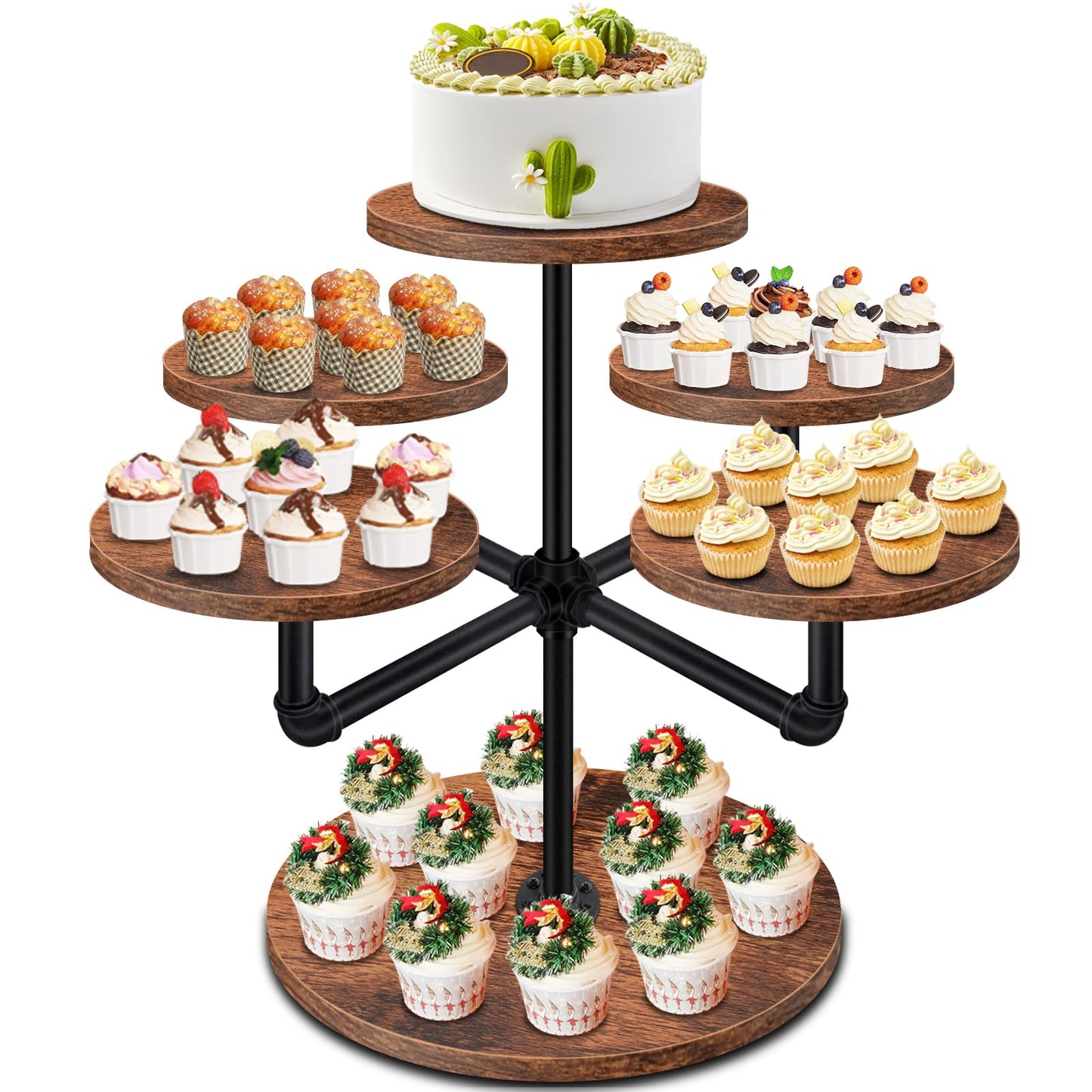 LLAXERGU Cupcake Stand, 3 Tier Cupcake Tower Large Cupcake Stand for 50 Cupcakes Wood Cake Stand Tiered Tray Stand Dessert Table Display Set Tiered Cake Stand for Party, Wedding, Birthday