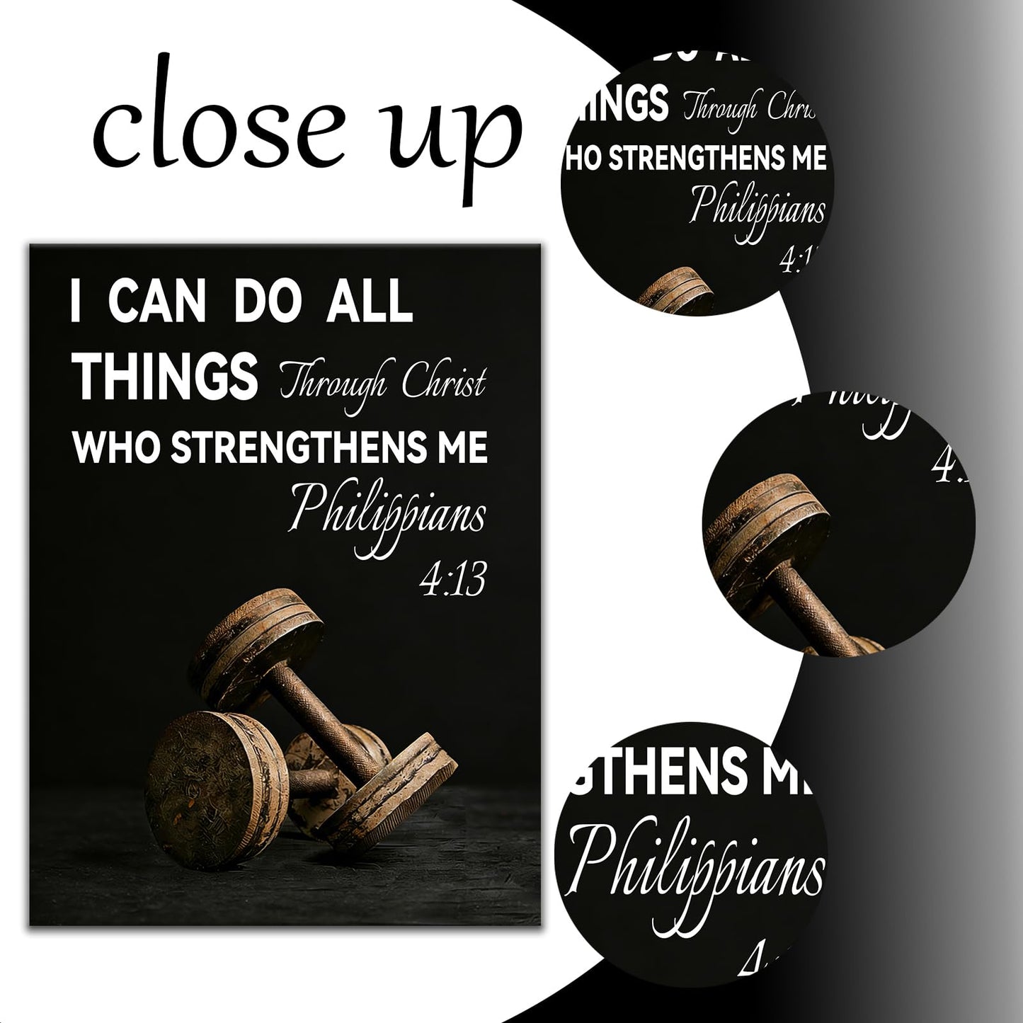Inspirational Canvas Wall Art Office Decor Motivational Quotes I Can Do All Things Discipline Poster Inspiring Painting Print for Modern Home Living Room Gym Stretched and Framed [18''Wx24''H]