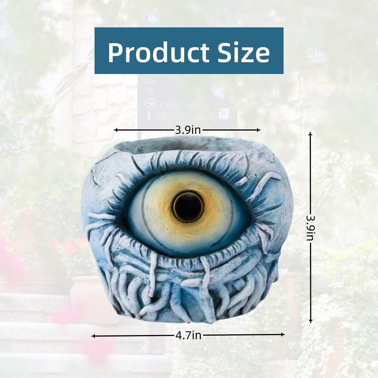 Sraseenomy Blue Monster Eye Planter Creative Unique Eye Plant Pot,Resin Succulent Plants Pot with Drainage, for Outdoor Garden Deco and Home Art Decoration