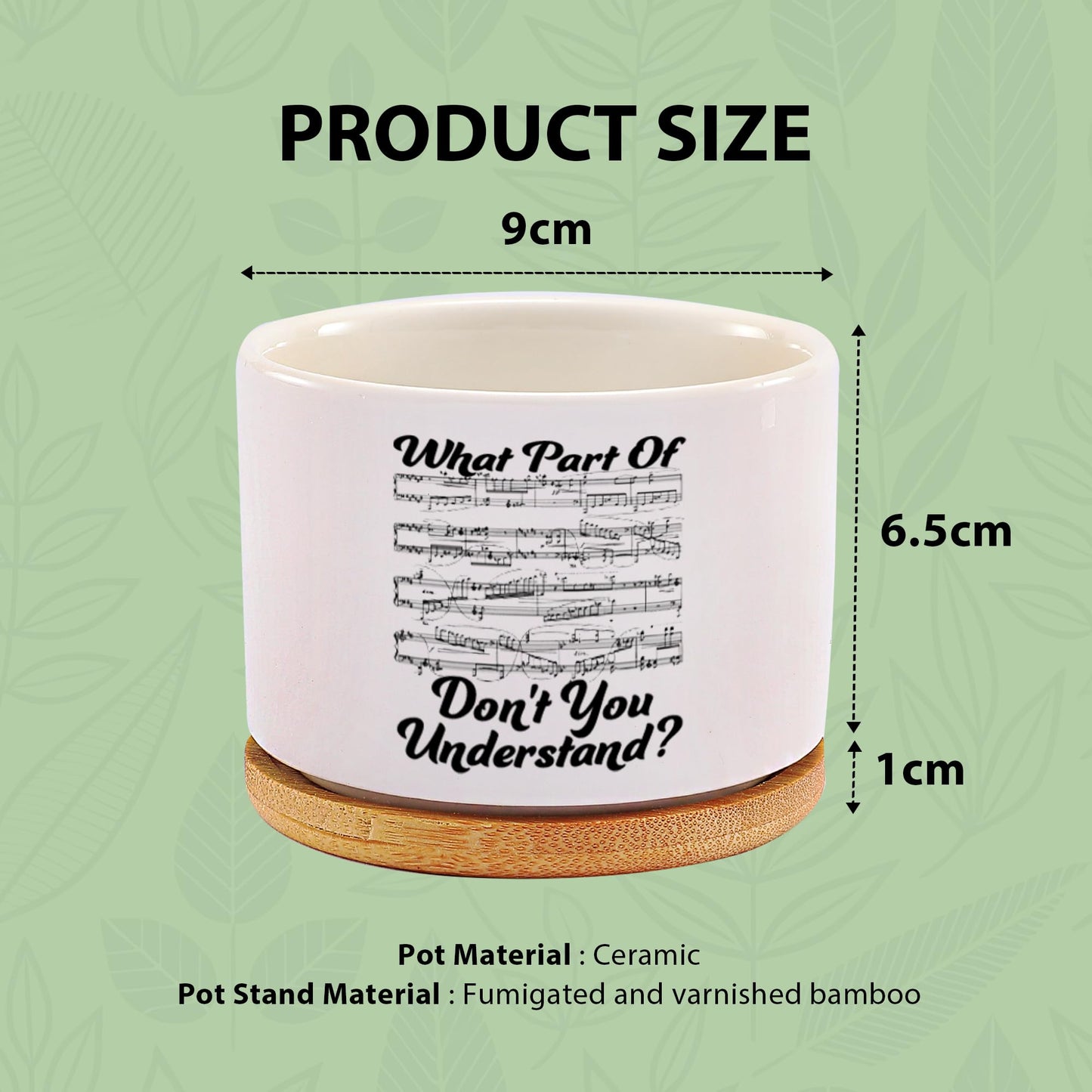 What Part of Don’t You Understand Music Teacher Musicians Gifts Ceramic Succulent Plant Pot with Bamboo Tray Round Pianist Choir Director Sheet Music Home Decor Plant Lover 3.5 Inch White (No Plants)
