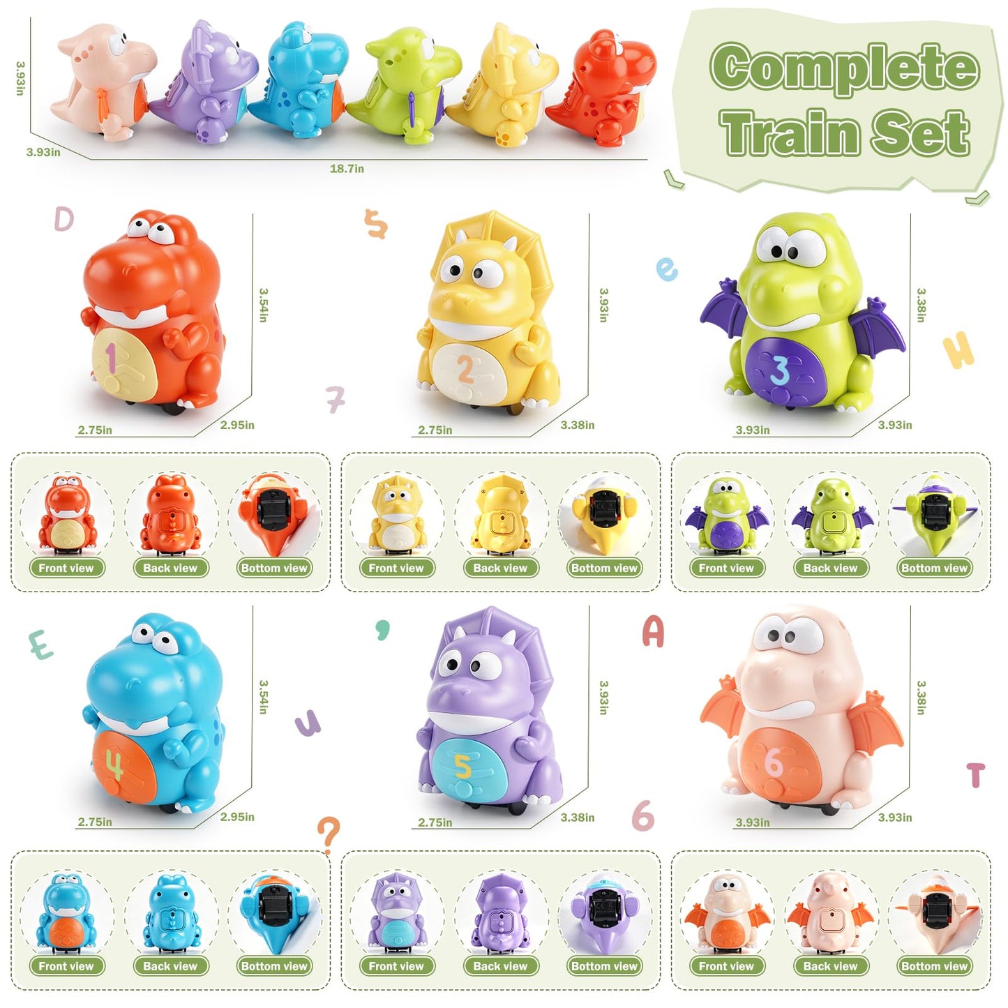 Covriina Dinosaur Magnetic Number Train Set for Toddlers 1-3, Magnetic Train Set for Toddlers Learning Toy, Number Toys DIY Letters, Dancing Singing Dinosaur Train Educational Toy for Girls Boys
