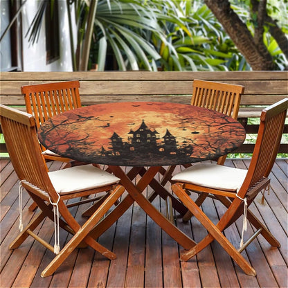 COTAIL Round Fitted Tablecloth with Elastic Edge Design Table Cover Waterproof Table Cloth Stain-Resistant for 32"-36" Round Table for Dining, Picnic, Party, Decor, Outdoor, Halloween