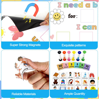 32Ps Calm Down Corner Supplies Items Special Education Autism Classroom Must Haves Visual Magnetic Card Sand Timer, Emotion Calming Corner Behavior Chart Classroom Sensory Room School Counselor Office