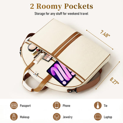 MISSLO Carry on Garment Bags for Travel for Women 56" Foldable Dress Bag with Large Pockets Bag Suit Luggage Garment Bag with Shoulder Strap for Business, Wedding, Hanging Clothes, Beige