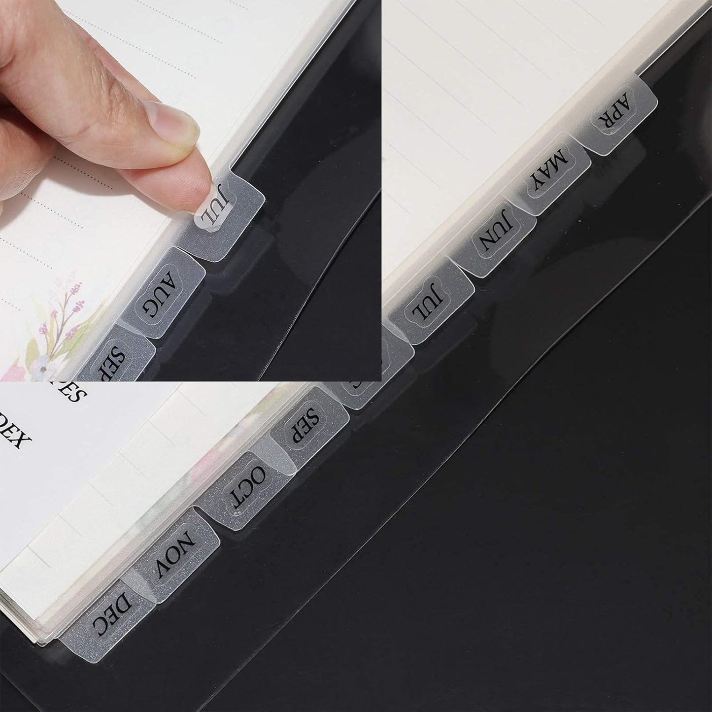 A5 Plastic Binder Dividers 6 Holes Durable Plastic Tab Dividers for 6-Ring Binders, Notebooks, Planners (Clear, 12 tab)