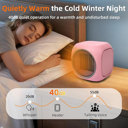Space Heater with Mug Warmer, Electric Space Heaters for Indoor Use with Thermostatc, Candle Warmer Pate for Bedroom, Office, Large Room Use