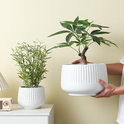 OXART Ceramic Plant Pot, 12+9+6.6 inch Large Plant Pot with Drainage, 3 Piece Planters for Indoor Plants, Modern Decor Home Office Garden Flower Pots for Indoor Outdoor Plant Set, White