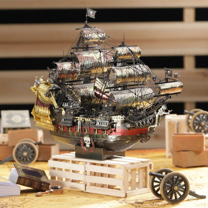 Piececool 3D Metal Puzzles for Adults, The Queen Anne's Revenge Pirate Ship Model Kits with DIY Tools Set, Metal Models Building Craft Kits, Creative Gifts Home Decor.