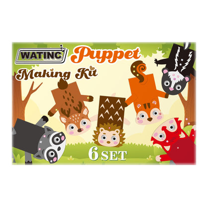 WATINC 6Pcs Hand Puppet Making Kit, Art Craft Felt Sock Puppet Toys, Creative DIY Make Your Own Pompoms Wiggle Googly Eyes Storytelling Role Play Party Supplies Gift for Girls Boys (Woodland A)