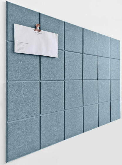DECORITA Cork Board 24 x36 Alternative - 6 Pack Felt Wall Tiles with Safe Removable Adhesive Tabs, Cork Boards for Walls Home Office Pin Board Tack Board Cork Board - Gray Blue