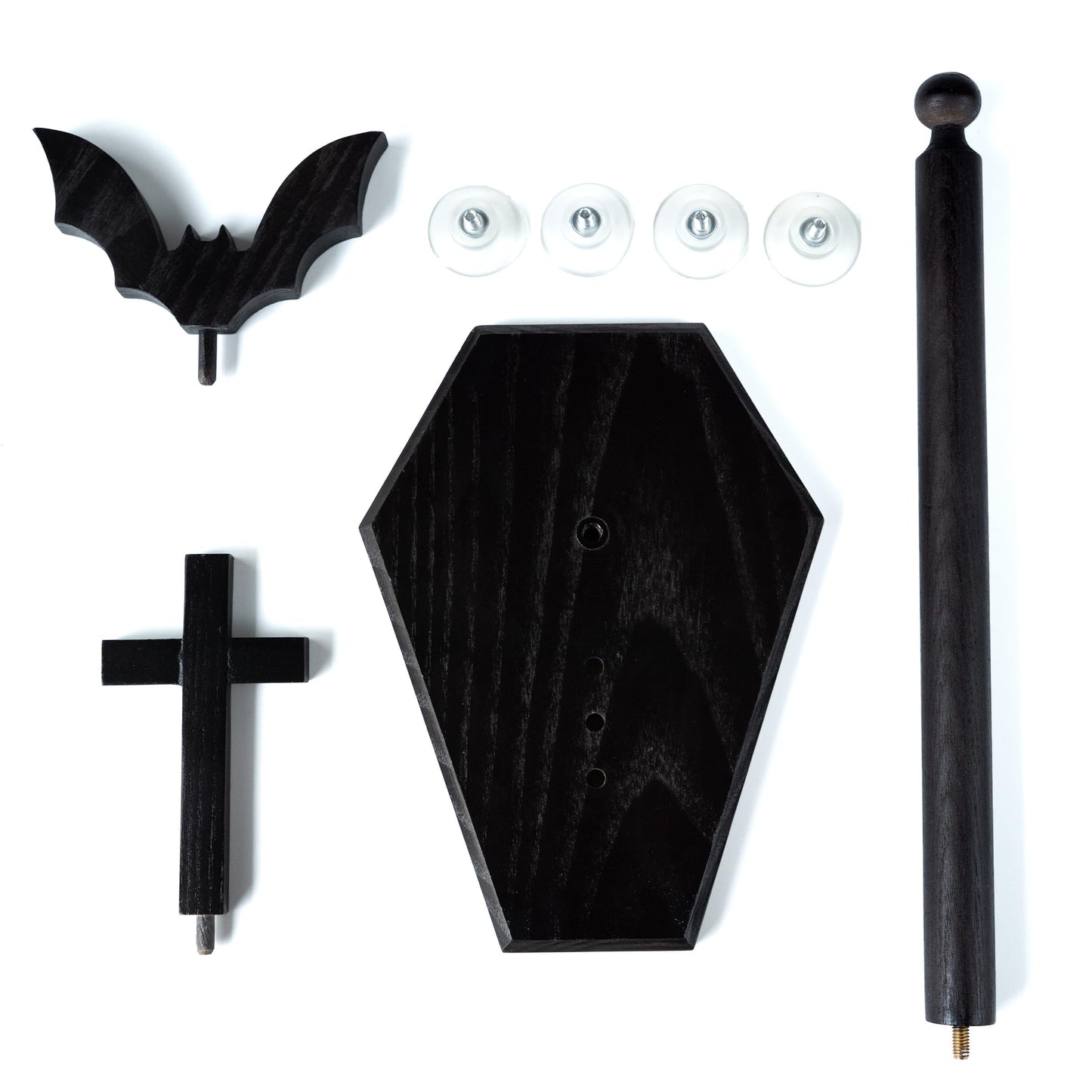 Kihomi Bat Paper Towel Holder with Suction Cups - Black Wooden Coffin Paper Roll Holder, Gothic Kitchen and Bathroom Accessory, Halloween Decor, Spooky Rustic Table and Witchy Gifts for Women (Bat)