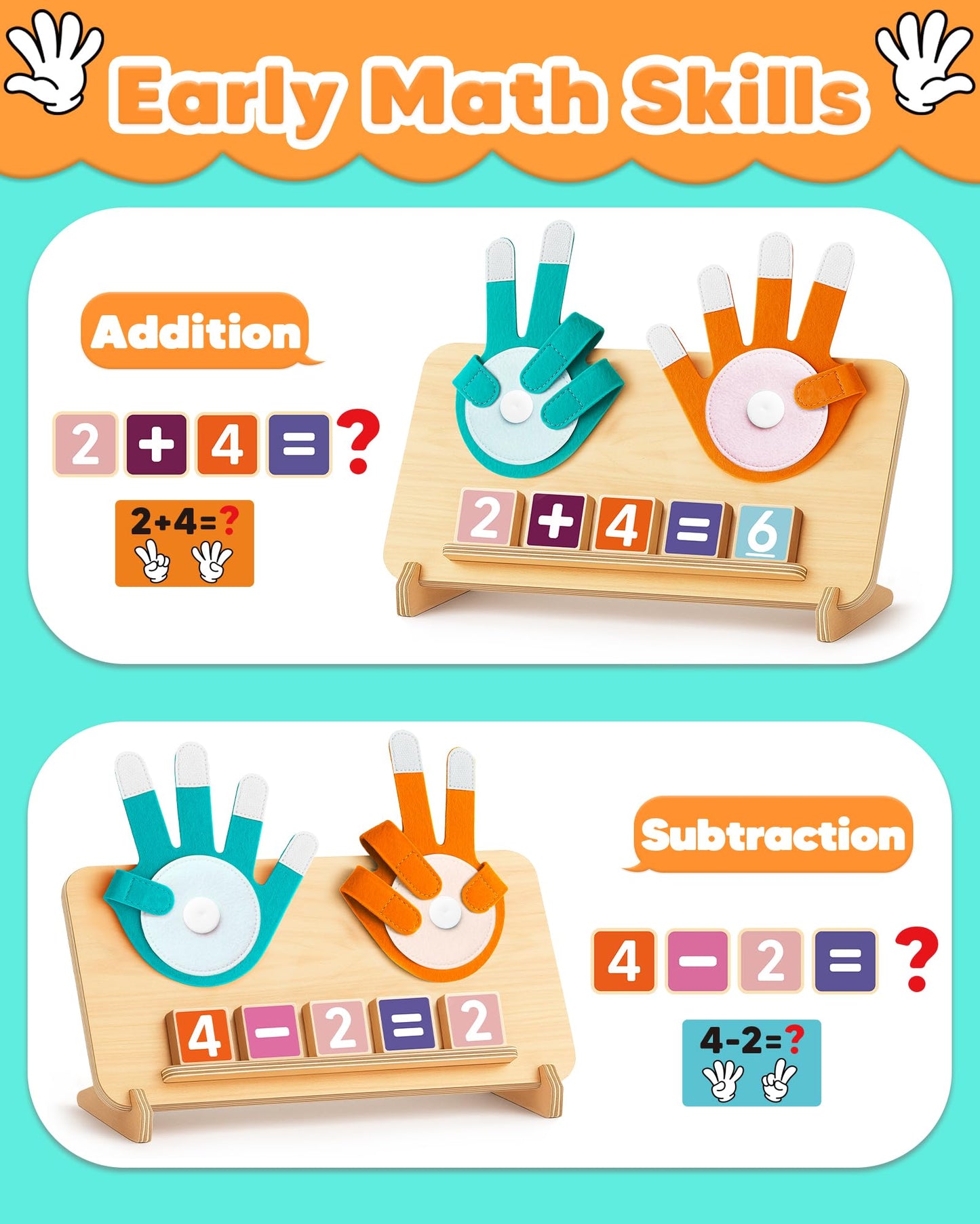 Montessori Educational Learning Toys for 3 4 5 Year Old Boys Girls Birthday Gifts, Toddler Preschool Learning Activities, Number Counting Blocks Toys for Kids, Math Manipulatives Counting Toy for 3-5