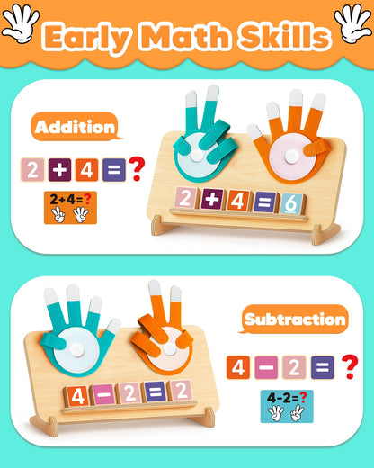 Montessori Educational Learning Toys for 3 4 5 Year Old Boys Girls Birthday Gifts, Toddler Preschool Learning Activities, Number Counting Blocks Toys for Kids, Math Manipulatives Counting Toy for 3-5
