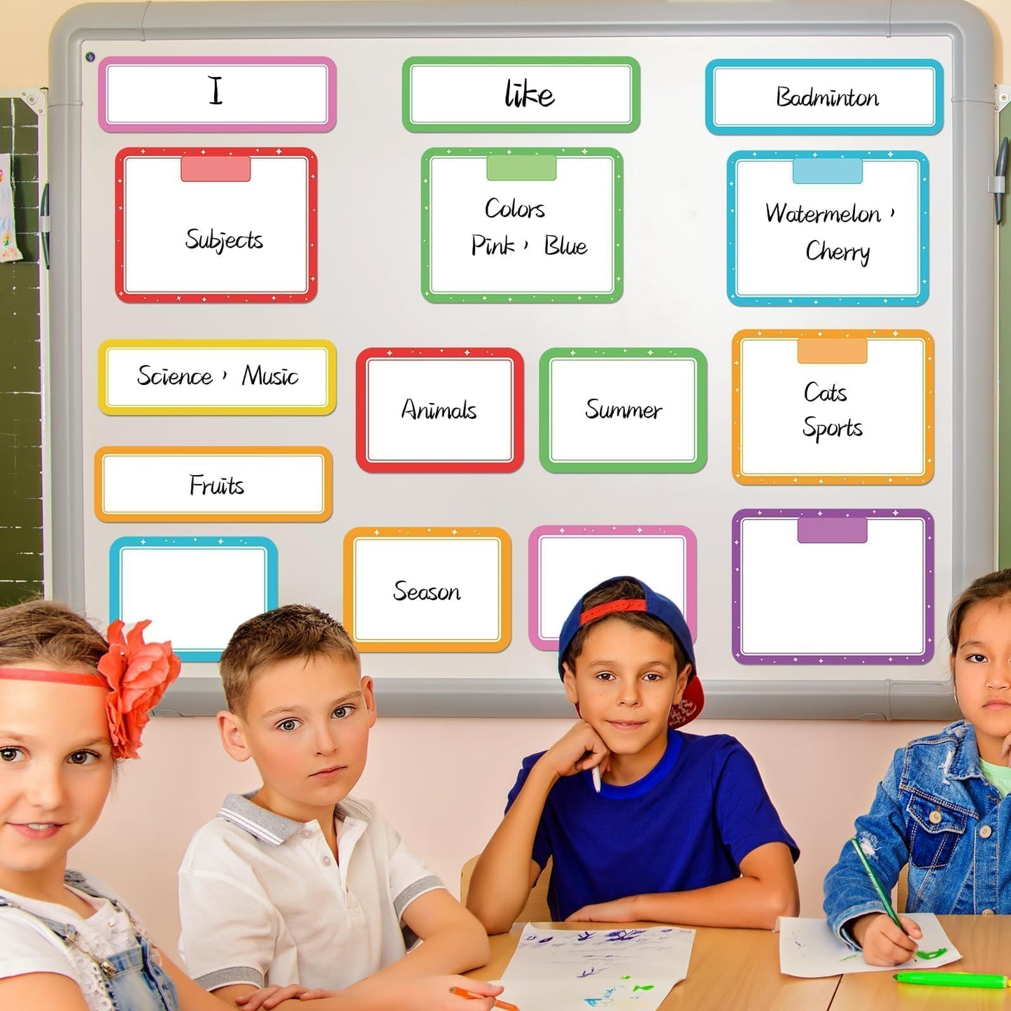 15 Pcs Magnetic Write Wipe Paper Organization Chart Dry Erase Objectives Learning Magnets for Classroom Whiteboard Great for Classroom Goals Targets School Whiteboard Teaching Essential Supplies
