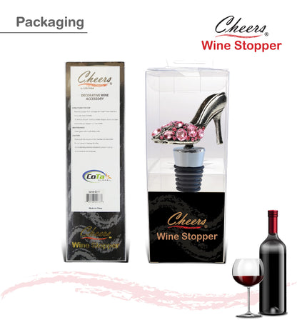 Cheers High Heel Shoe Metal Wine Stopper - Elegant Decor Bottle Stopper for Wine Bottles Party Decor