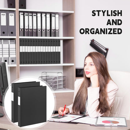 Henoyso 26 Pack 0.5 Inch Plastic 3 Ring Binder Round Ring, Bulk 1/2 Inch Flexible Binders Hold 140 Sheets Letter Size with Pocket, Document Organizer for Back to School Classroom Office (Black)