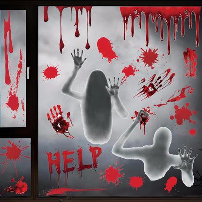 VYBEWAVE 12 FT Giant Inflatable Ghost with Halloween Window Clings for Glass