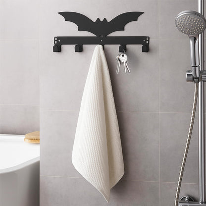 AojSup 1 Pc Bat Over The Door Hooks Halloween Gothic Bathroom Decor Hanger Wall Mount Rack Holder for Towel, Hat, Coat, Cloth, Keychain, Bag, Home Organizer
