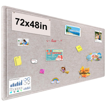 Large Bulletin Board, Foldable 72x48 Inches Cork Board Alternative, Large Felt Board Decorative Pin Board for Wall, Foldable Photo Board Self-Adhesive Vision Board with 36 Pushpins Light Khaki