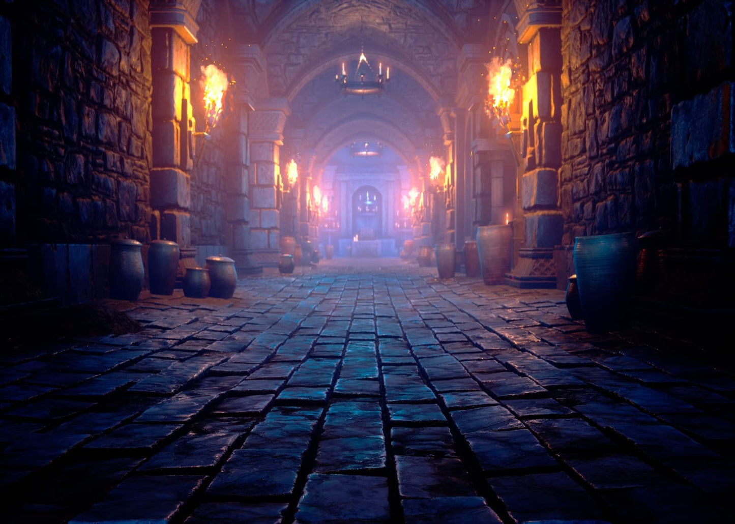 BELECO 7x5ft Fabric Scary Medieval Catacombs Photography Backdrop Endless Dungeon with Torches Ancient Castle Dragon Cave Mysterious Nightmare Halloween Background Horror Party Supplies Photo Props