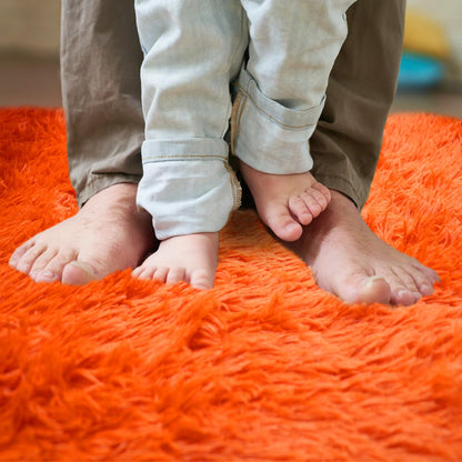 Lifup Soft Fluffy Rectangle Area Rug, Cozy Plush Shaggy Carpet for Living Room Bedroom Home Décor Orange 2.6 x 5.2 Feet