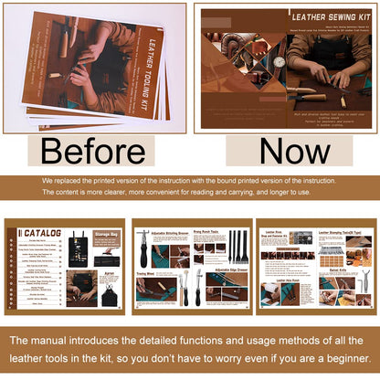 Tikjiua 456Pcs Leather Working Tools with Apron and Tooling Bag, Leather Craft Kit with Tools for Stamping, Carving, Sewing, Beveling, Cutting, Crafting