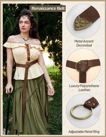 Scarlet Darkness Medieval Leather Belt Renaissance Accessory Pirate Viking Belt for Men Women Dark Brown