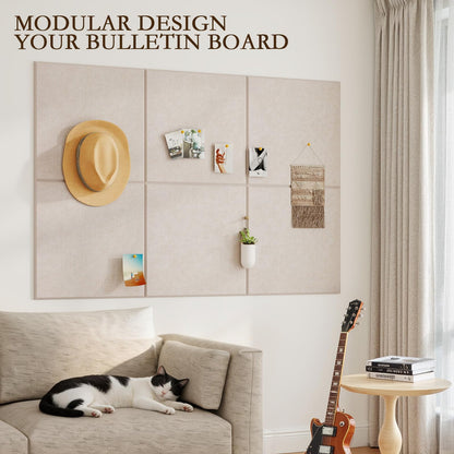 JBER Large Felt Bulletin Board 48"x36" - 12 Pack Felt Wall Tiles, Cork Board Alternative to Use in Office & Home Decor, Classroom Decor, Vision Board to Display Your Photos(Light Camel)