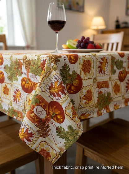 HOMETYGER Cotton Tablecloth 59 x 31 Inch,Rectangular Table Cover for Kitchen Dining Table, Washable Decorative Tablecloth for Everyday Use (Orange Pumpkin)