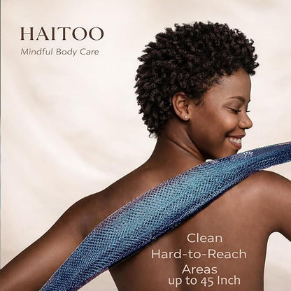 African Net Sponge Authentic, 3 Pieces African Exfoliating Net Sponge Body Back Scrubber Exfoliating Washcloth for Shower Bath for All Types Skin (Black+Pink+Blue, 3 Pcs)
