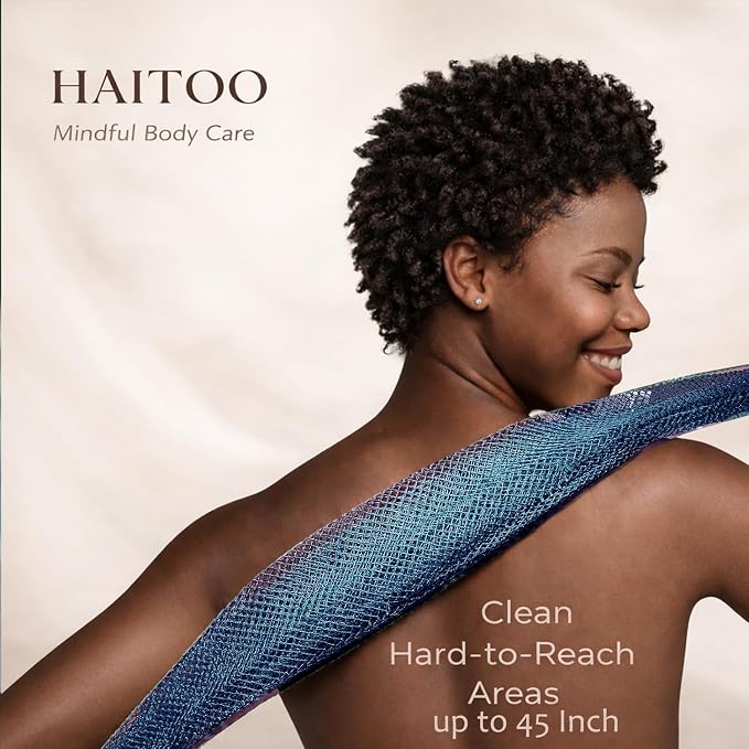 African Net Sponge Authentic, 4 Pieces African Exfoliating Net Sponge Body Back Scrubber Exfoliating Washcloth for Shower Bath for All Types (Black+Olive Green+Pink+Champagne Gold, 4 Pcs)