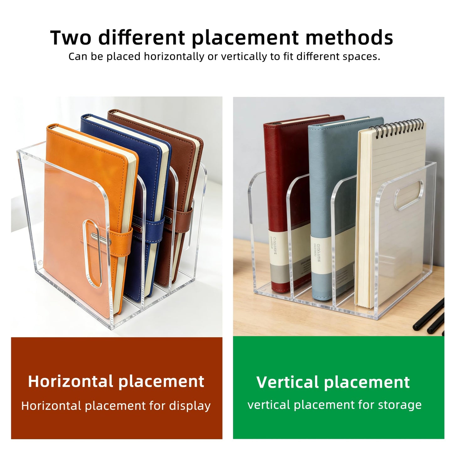 AIDIMOO Acrylic Magazine File Holder, 3 Vertical Compartments Desk Document Sorter Organizer, Clear Folder Rack Binder for Office/Documents/Classroom, for Home, Tablet, Magazines, Books & Accessories