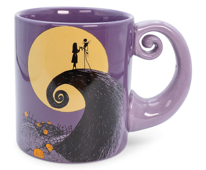 Nightmare Before Christmas Disney The Jack & Sally Spiral Handle Ceramic Mug | BPA-Free Large Coffee Cup For Beverages, Home & Kitchen Essentials | Halloween Gifts and Collectibles | Holds 20 Ounces