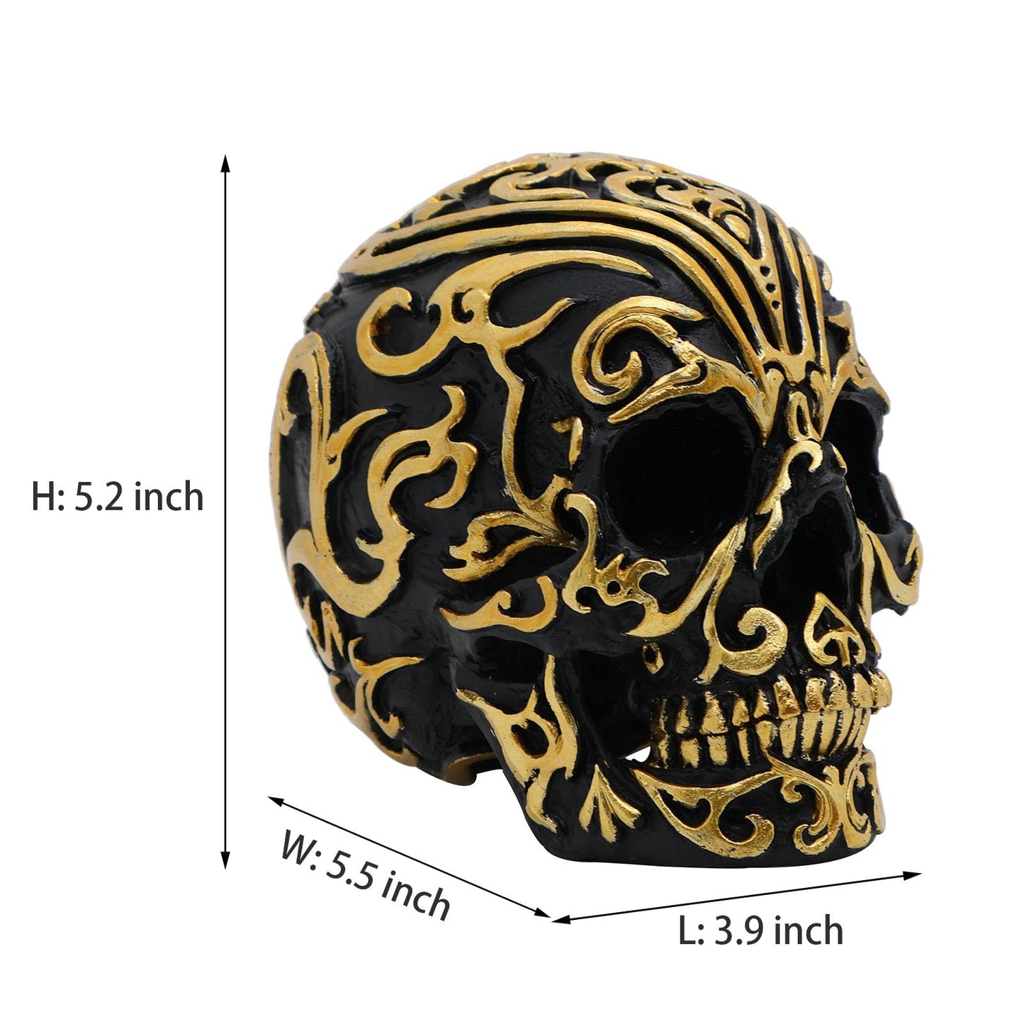 Gothic Skull Head Home Decor - 5.2 Inch Resin Skeleton Skull Halloween Statue, Skull Model for Bookshelf and Desktop,Party, Desk Altar Decoration