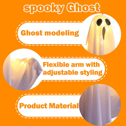 TUSAUW 3Packs Halloween Light Up Hanging Ghost Halloween Ghost Decorations with LED Light Spooky Ghost Ornaments for Home Tree Garden Yard Party Décor and Holiday Decorations(White)