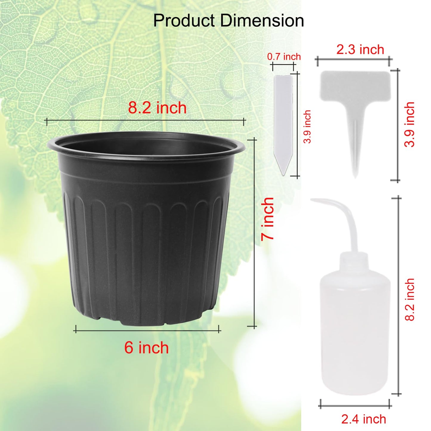 Niiiice 60-Pack 2 Gallon Flexible Plastic Plant Pots with 50Pcs Plant Labels,Thickened Soft Seed Starting Container for Indoor Outdoor Plants, Seedlings, Vegetables, Succulents and Cuttings