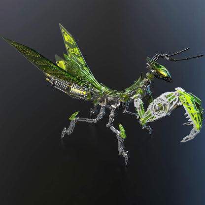 Metalkitor 3D Metal Puzzles for Adults, Giant Mantis Model Kit - Steampunk DIY Ornament - Assembly Jigsaw Crafts Brain Teaser - Perfect Room Decor and Gift Choice(1200+PCS, Grass Green)