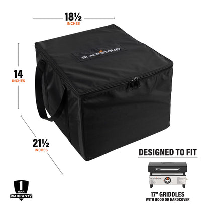 BLACKSTONE 5486 Tabletop Griddle Carry Bag for 17 Inch Griddle with Hood Or Hard Cover - Portable BBQ Grill Griddle Carry Bag for Travel - 600D Heavy Duty Weather-Resistant Cover Accessories, Black