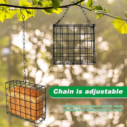 2Pcs Outdoor Suet Cage Bird Feeder, Suets Hanging Bird Feeder fo Attracting Birds, Single Suet Cake Capacity, Fruit Holder Style for Garden Yard Outside Hanging