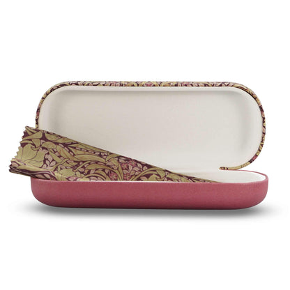 Half Moon Bay Pimpernel by ACS William Morris 6.5 x 2.76 x 1.65 Inch Ivory and Blush Rose Pink PU Leather with Microfiber Cloth Hard Cover Hinged Eyeglass Case