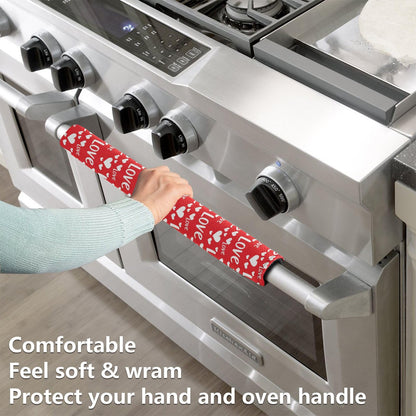 Emelivor Valentines Hearts Love Refrigerator Door Handle Cover Set of 2 - Washable Kitchen Appliance Handles Keep Off Fingerprints Food Stains for Ovens Dishwashers