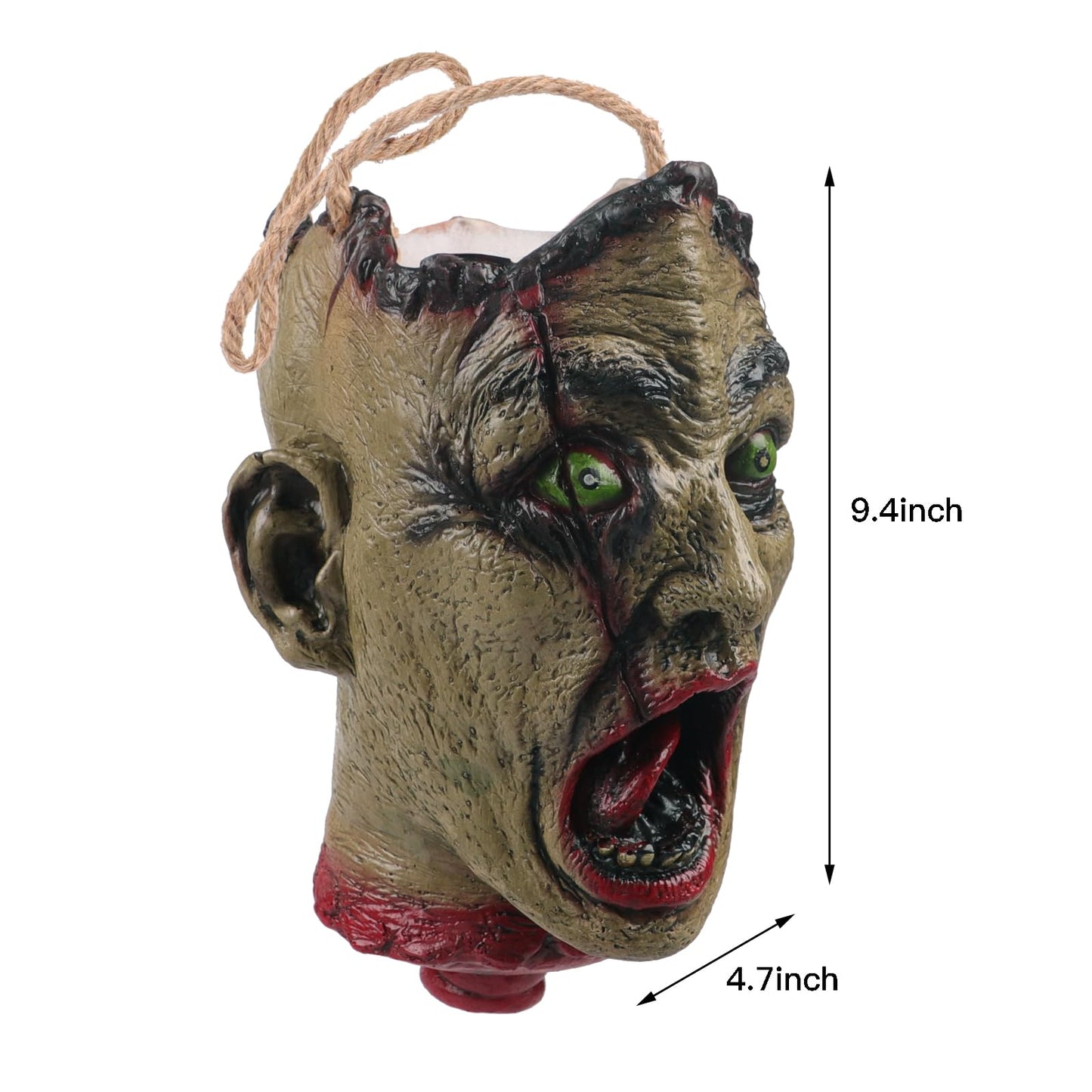 Clobeau Halloween Zombie Head Candy Tote Bag Trick or Treat Tote Bag Candy Scary Evil Hanging Bloody Vampire Head Candy Totes Latex Party Supplies Party Favor Goodie Bags Candy Sack