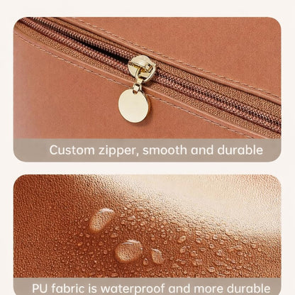 Large Travel Toiletry Bag for Men & Women, Waterproof PU Leather Cosmetic Organizer, Spacious Bathroom & Makeup Storage Case with Zipper, Portable Dopp Kit(Brown)