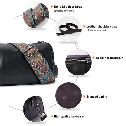 Leather Purse Crossbody Bag for Women: Genuine Leather Boho Purses for Women Trendy - Small Shoulder Cross Body Bag (02 Black)