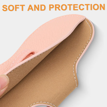 Goinfos Leather Glasses Case, Portable Lightweight Soft Eyeglass Case, Travel Sunglasses Protective Case for Women Men (Pink)