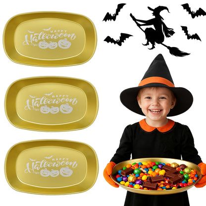 FREECOZYER 3pcs Halloween Candy Dish, Serving Tray, Halloween Platter Pumpkin Candy Bowl Table Decorations for Party Trick or Treat Decor (Pumpkin 3 Pack)
