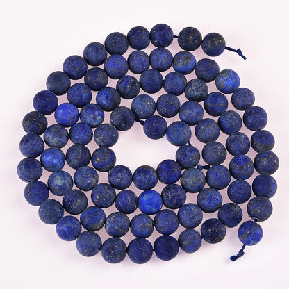 PLTbeads Natural Gemstone Loose Beads Matte Approxi 15.5 inch DIY Bracelet Necklace for Jewelry Making (6mm, Matte Lapis Lazuli)