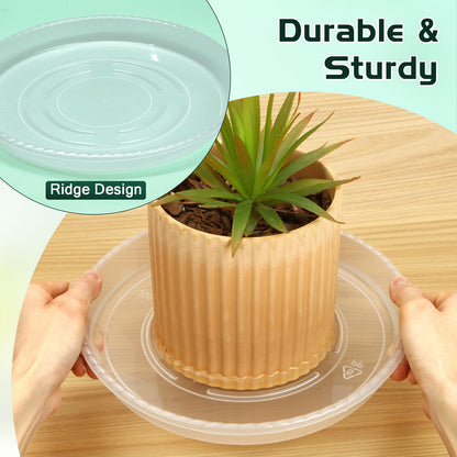 WTXHOP 5 Pack 11 Inch Clear Plant Saucers, 5 7 9 11 13 15 Inch Plastic Plant Trays for Flower Pots Plant Drip Water Catcher Tray Indoors Outdoor (11 Inch)