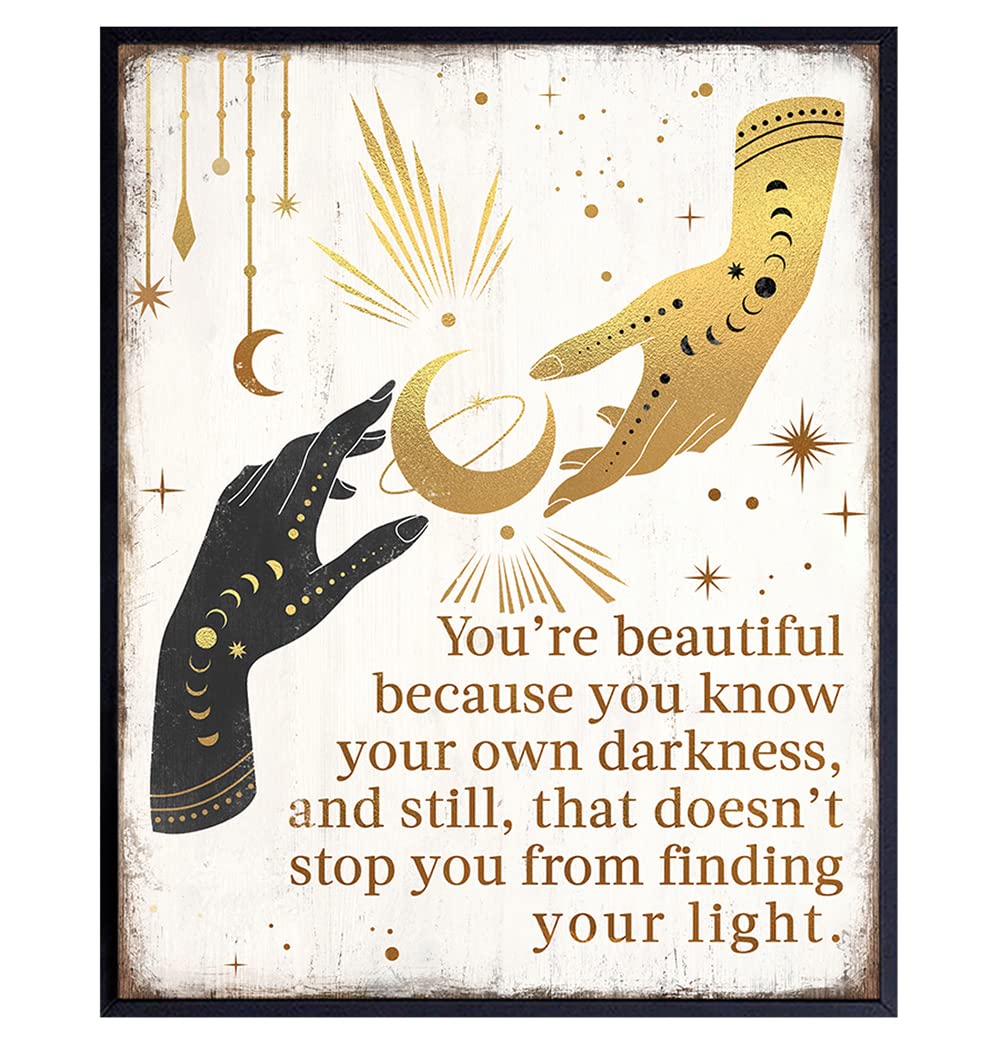 Boho Witchcraft Wall Art - Gothic Witchy Room Decor - Inspirational Positive Quotes for Women - Encouraging Gifts - Shabby chic Celestial Wicca Wiccan Witch Motivational poster - Pagan Supplies